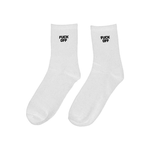 FUCK OFF SOCKS: WHITE / ONE SIZE