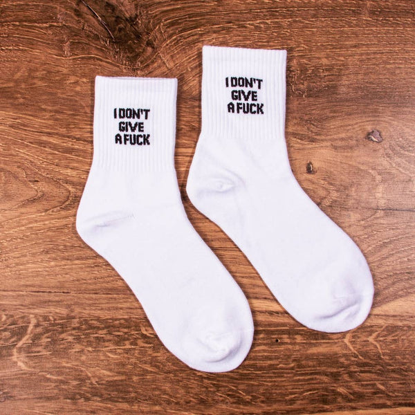 IDGAF ANKLE SOCKS: WHITE / ONE SIZE